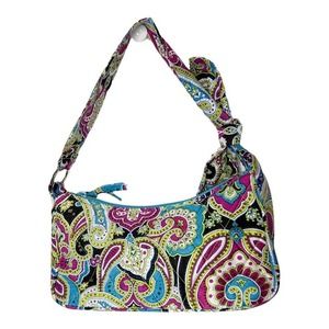 Vera Bradley Zoe Silk Paisley Bag Purse Pattern Pink Turquoise Yellow